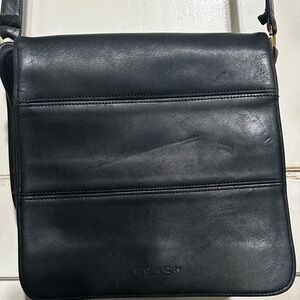Coach Black Leather Messenger Bag Minimalist Design